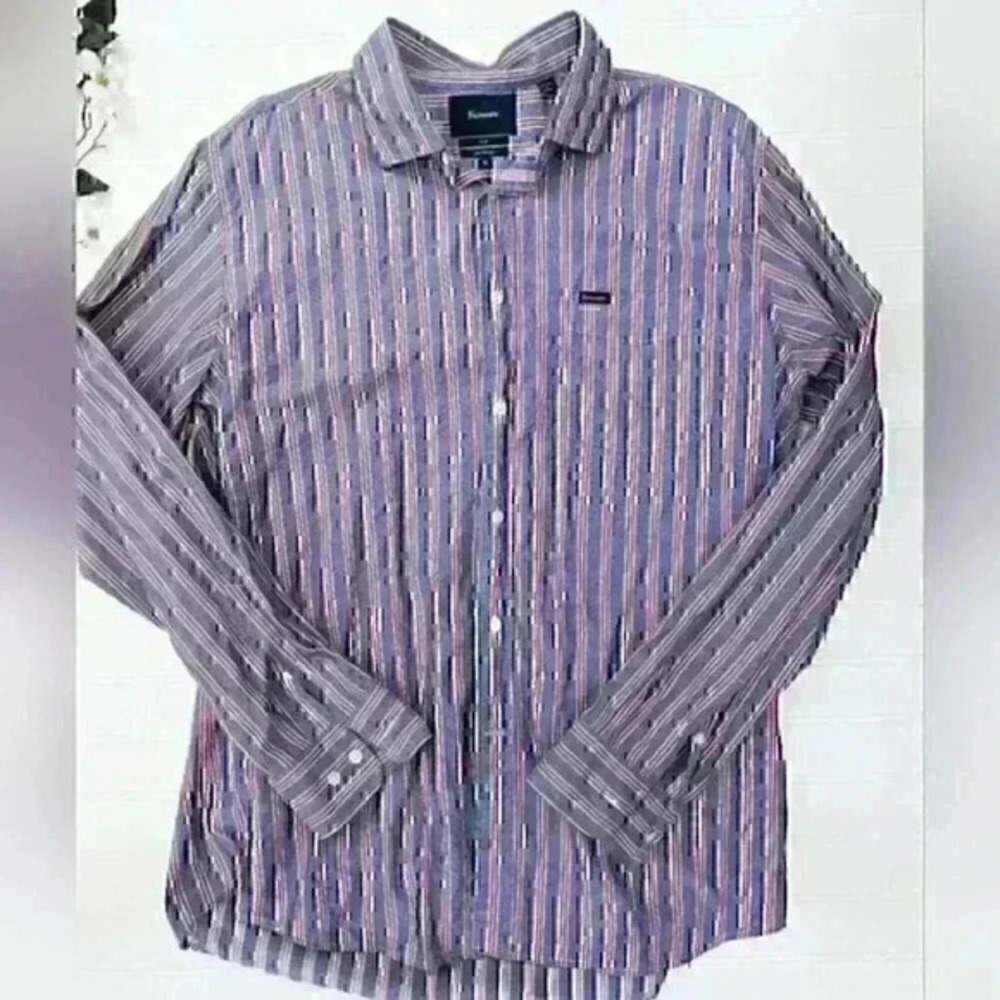 Faconnable Club Deauville Striped Britton Down Cotton Dress Shirt